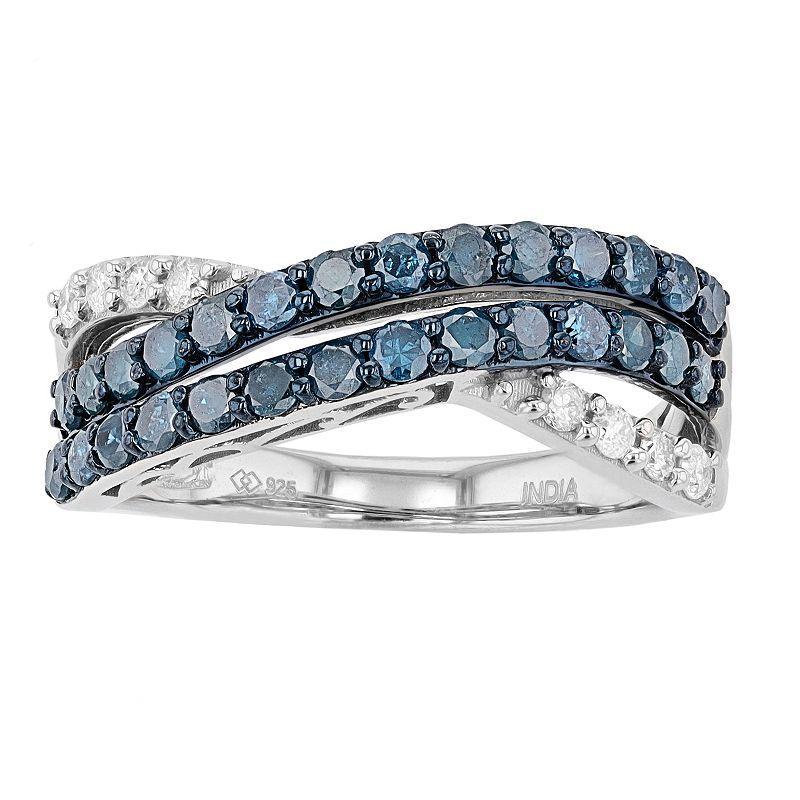 Sterling Silver 1 Carat T.W. Blue & White Diamond Swirl Ring, Womens Product Image