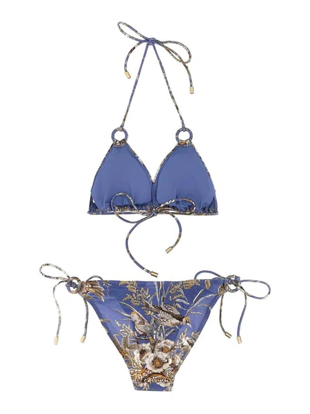 ZIMMERMANN 'ottie Ring Tie' Bikini In Blue Product Image