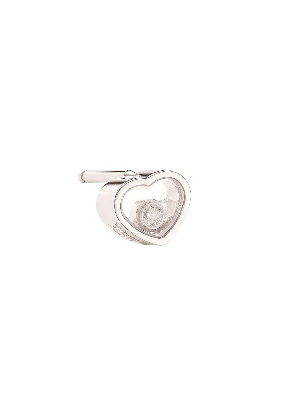 Womens My Happy Hearts 18K White Gold & 0.05 TCW Diamond Single Stud Earring Product Image