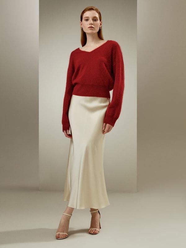 Silk Maxi Skirt with Flare Hem Product Image