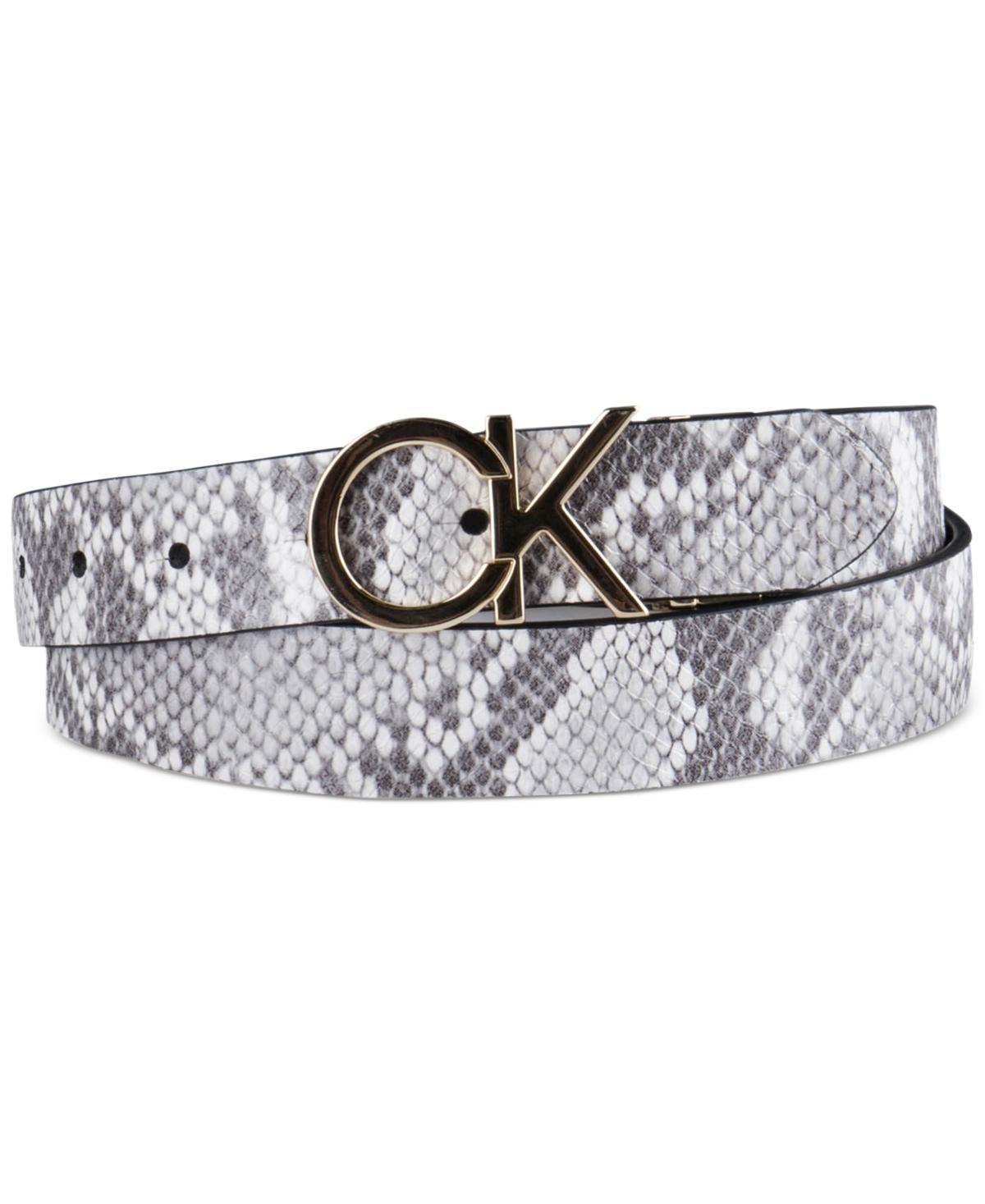 Calvin Klein Womens Reversible Monogram Buckle Belt - Black Product Image