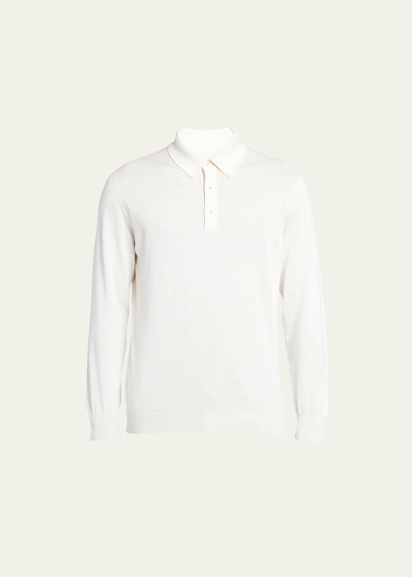 Mens Silk-Cashmere Blend Polo Sweater Product Image