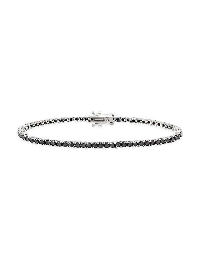 Mens Unisex 14K White Gold Originals Aura Black Diamond Tennis Bracelet Product Image