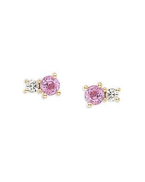 Adina Reyter 14K Yellow Gold Pink Sapphire & Diamond Stud Earrings Product Image