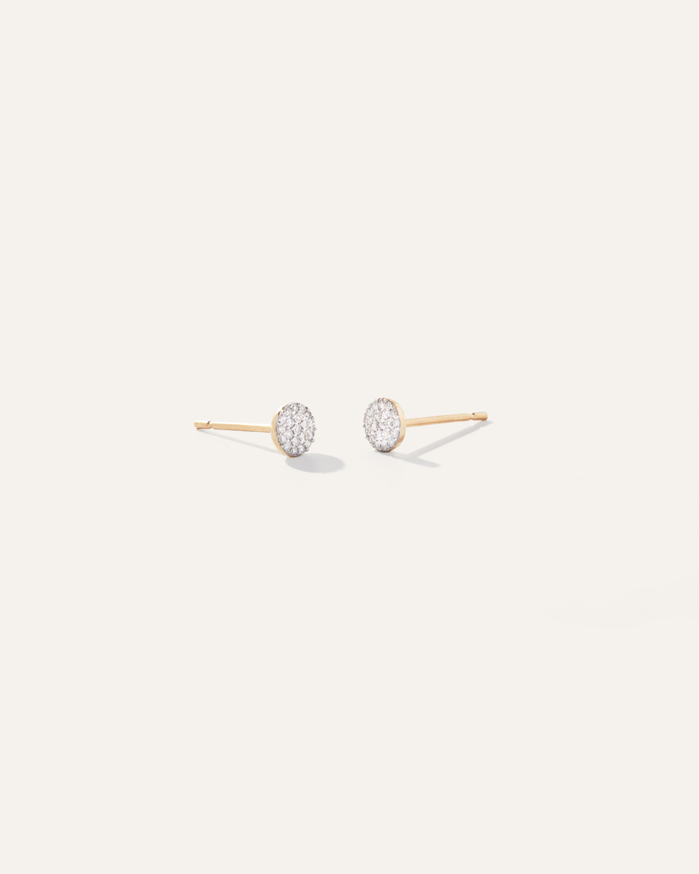 Womens 14K Gold Pave Diamond Round Studs in Yellow Gold by Quince Product Image