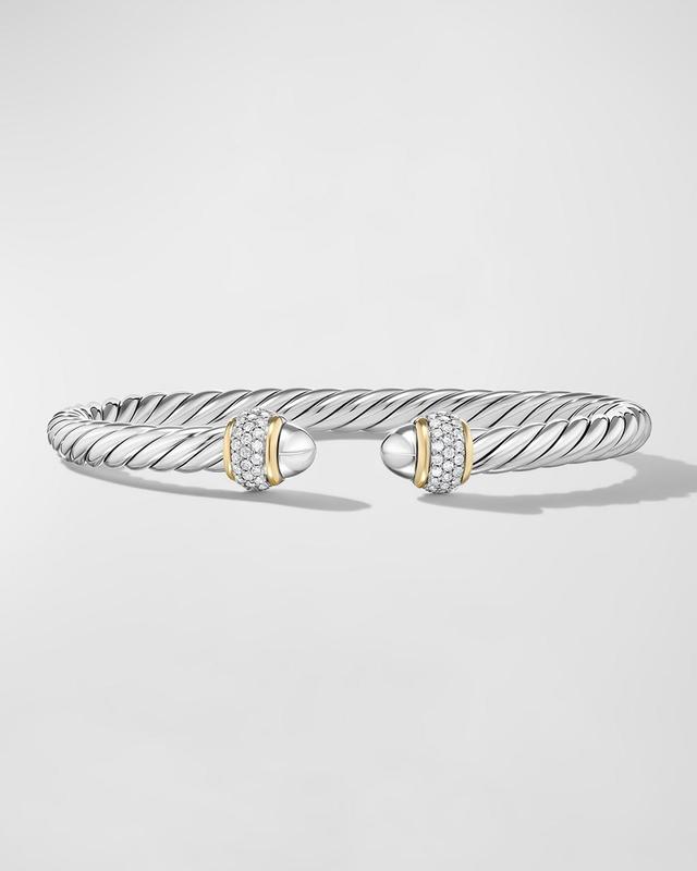 Cable Bracelet with Diamonds in Silver and 18K Gold, 5mm Product Image