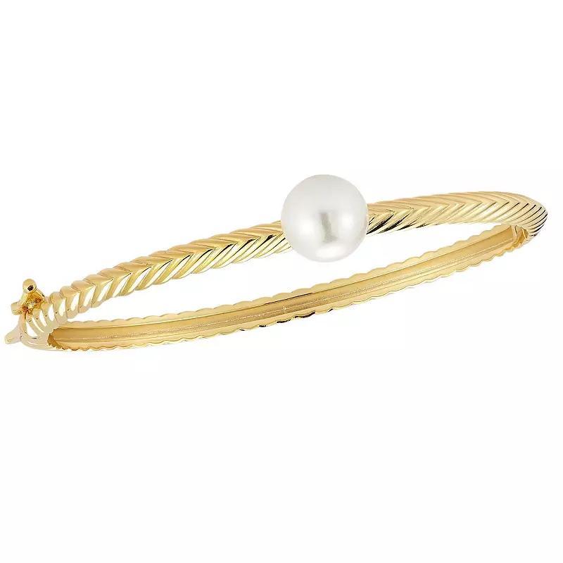 Sunkissed Sterling 14k Gold Over Silver Freshwater Cultured Pearl Bangle Bracelet, Womens Gold Tone Product Image