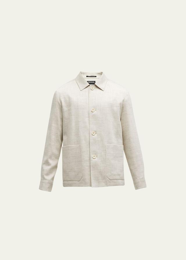 Zegna Linen & Silk Blend Chore Jacket Product Image