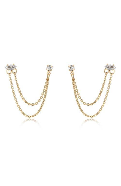 Ettika Draped Chain Double Piercing Earrings in 18K Gold Plate Product Image