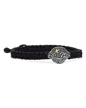 Mens Waves Black Nylon Woven Station Bracelet Product Image