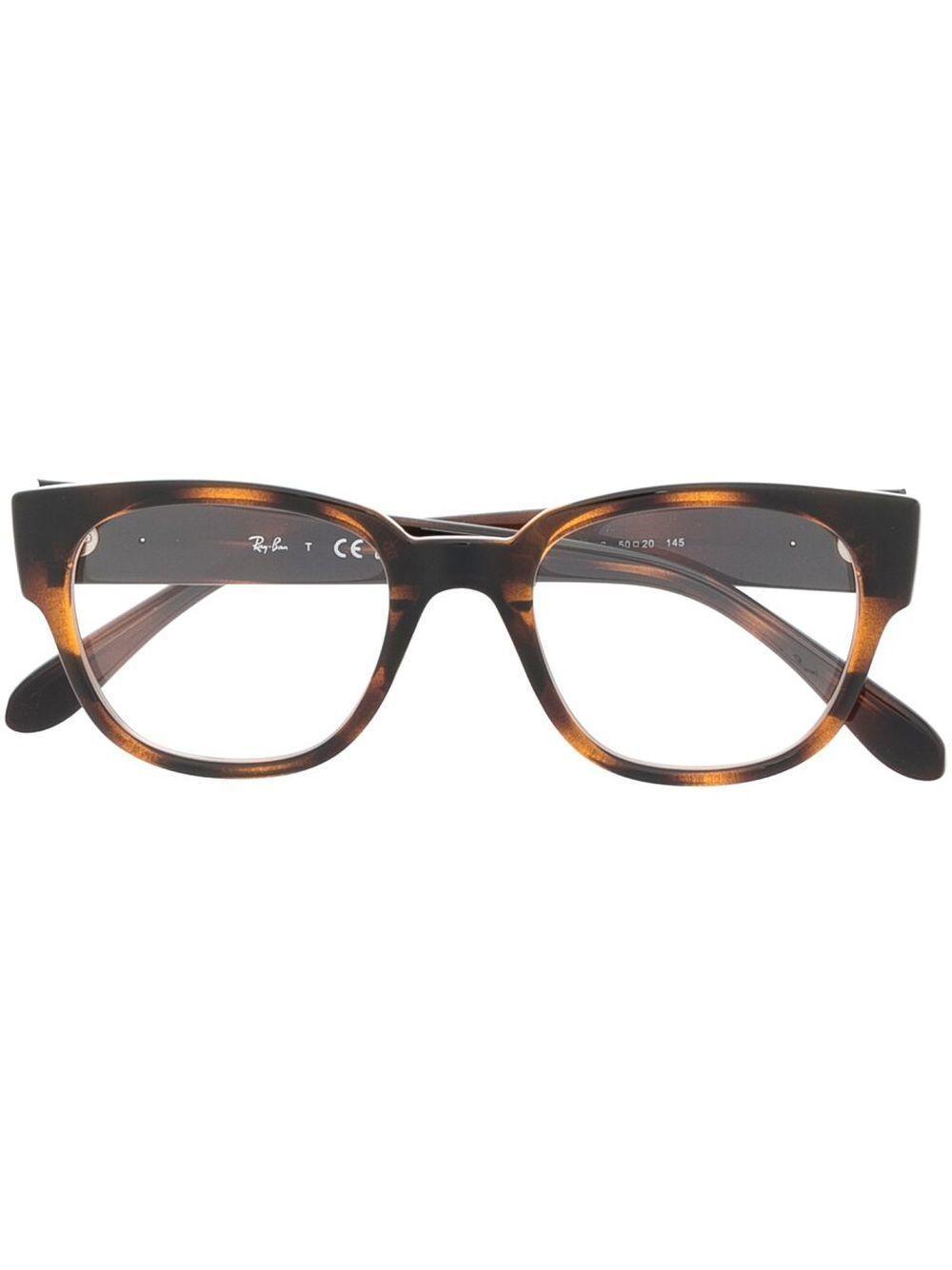 RAY BAN Logo-plaque Glasses In Brown Product Image