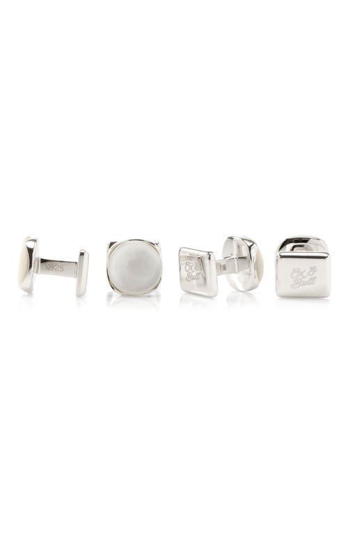 Cufflinks, Inc. Set of 4 Sterling Silver & Mother-of-Pearl Studs Product Image