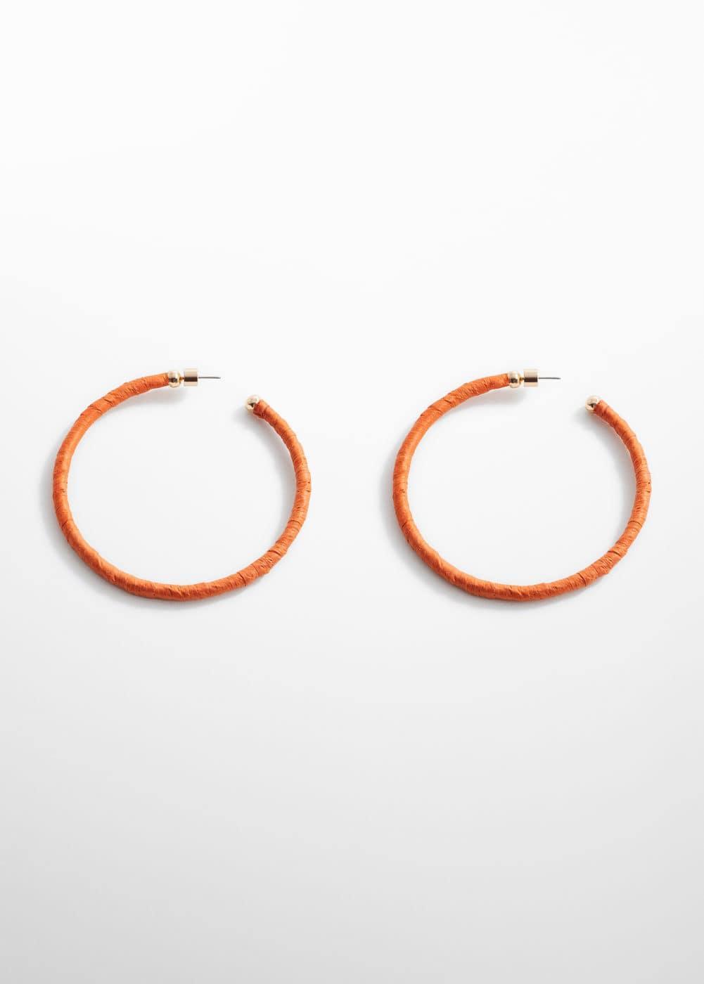 MANGO - Raffia hoop earrings - One size - Women Product Image