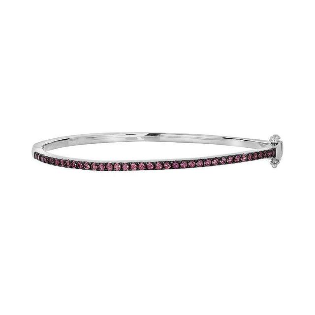 Diamond Splendor Sterling Silver Rhodolite Garnet Bangle Bracelet, Womens, Red Product Image