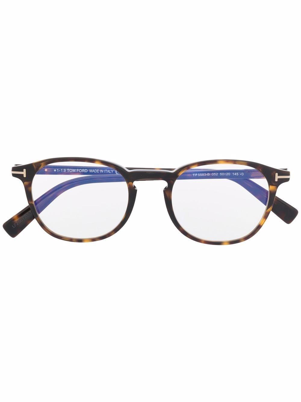 Tortoiseshell-effect Round-frame Glasses In Brown Product Image