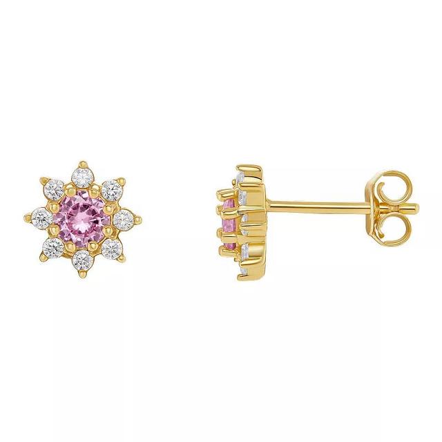 PRIMROSE Birthstone Cubic Zirconia Flower Stud Earrings, Womens, Silver Tone Jun Product Image