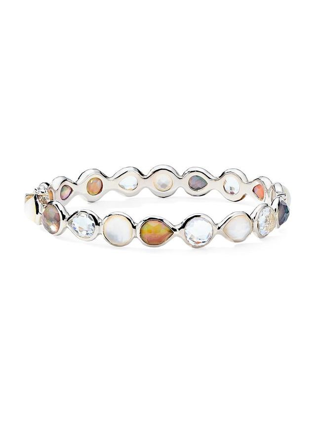 Womens Rock Candy Sterling Silver & Mixed-Stone All-Around Hinged Bangle Product Image