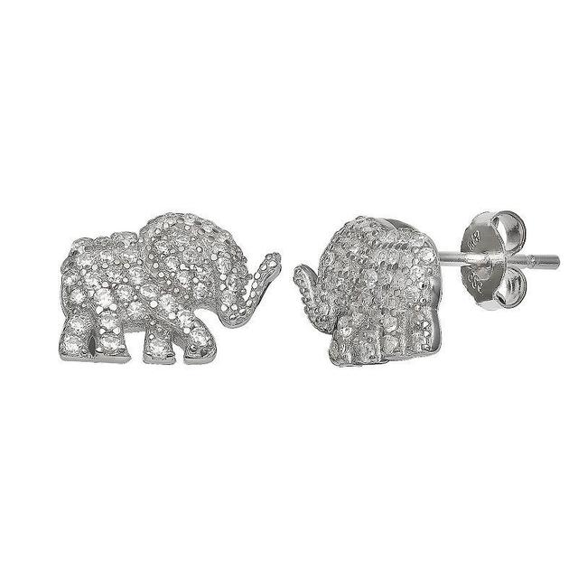 PRIMROSE Sterling Silver Cubic Zirconia Elephant Stud Earrings, Womens Product Image