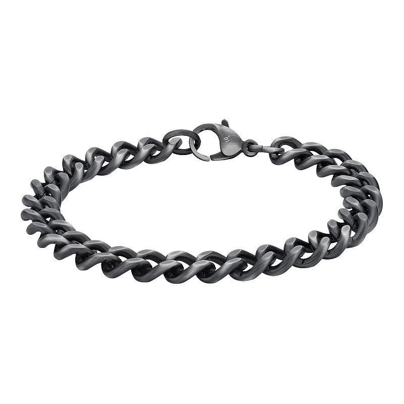 Mens LYNX Stainless Steel Curb Chain Bracelet Grey Product Image