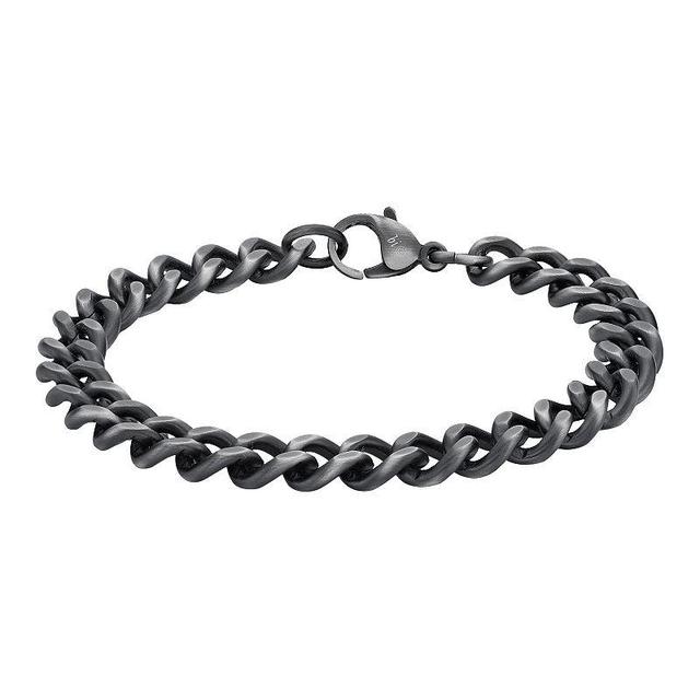 Mens LYNX Stainless Steel Curb Chain Bracelet Silver Product Image