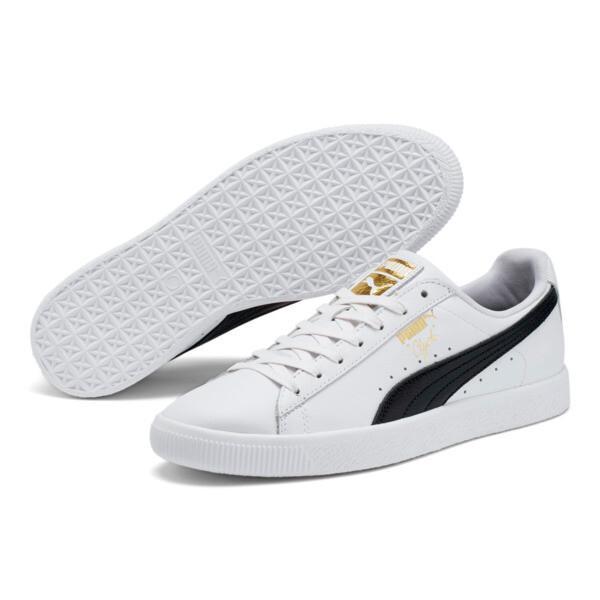 PUMA Clyde Core Foil Men's Sneakers in White/Black/Team Gold Product Image