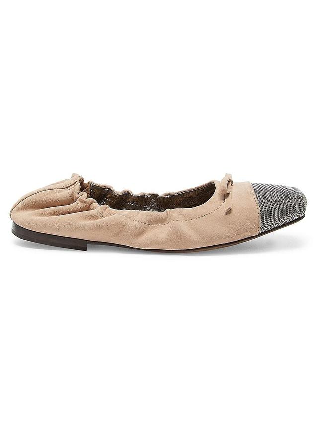 Womens Monili-Embroidered Suede Ballet Flats Product Image