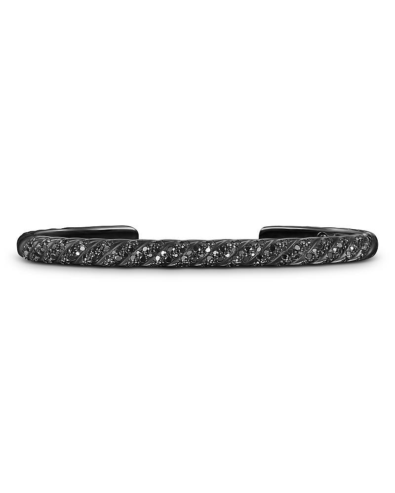 David Yurman Mens Sculpted Cable Cuff Bracelet in Black Titanium with Black Diamonds, 5.5mm Product Image