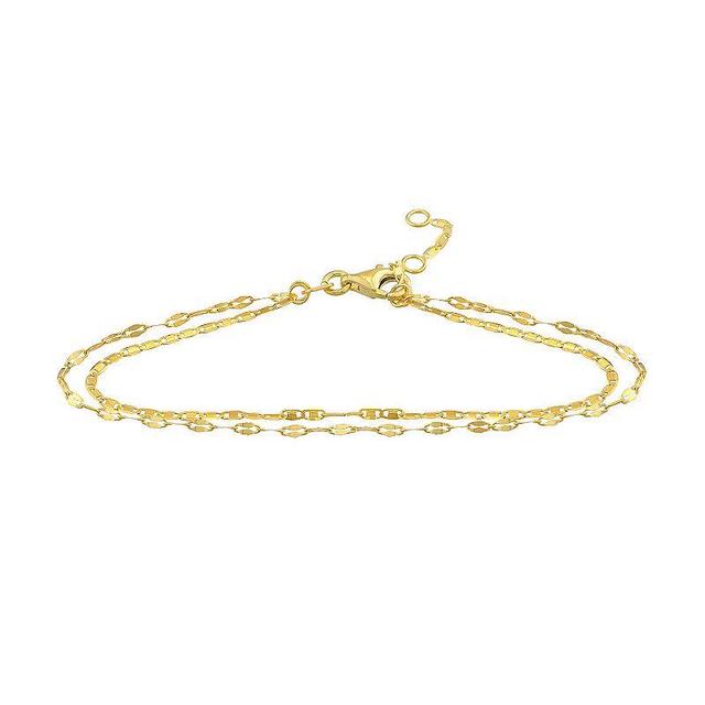 14k Gold Mixed Chain Double Strand Bracelet, Womens Yellow Product Image