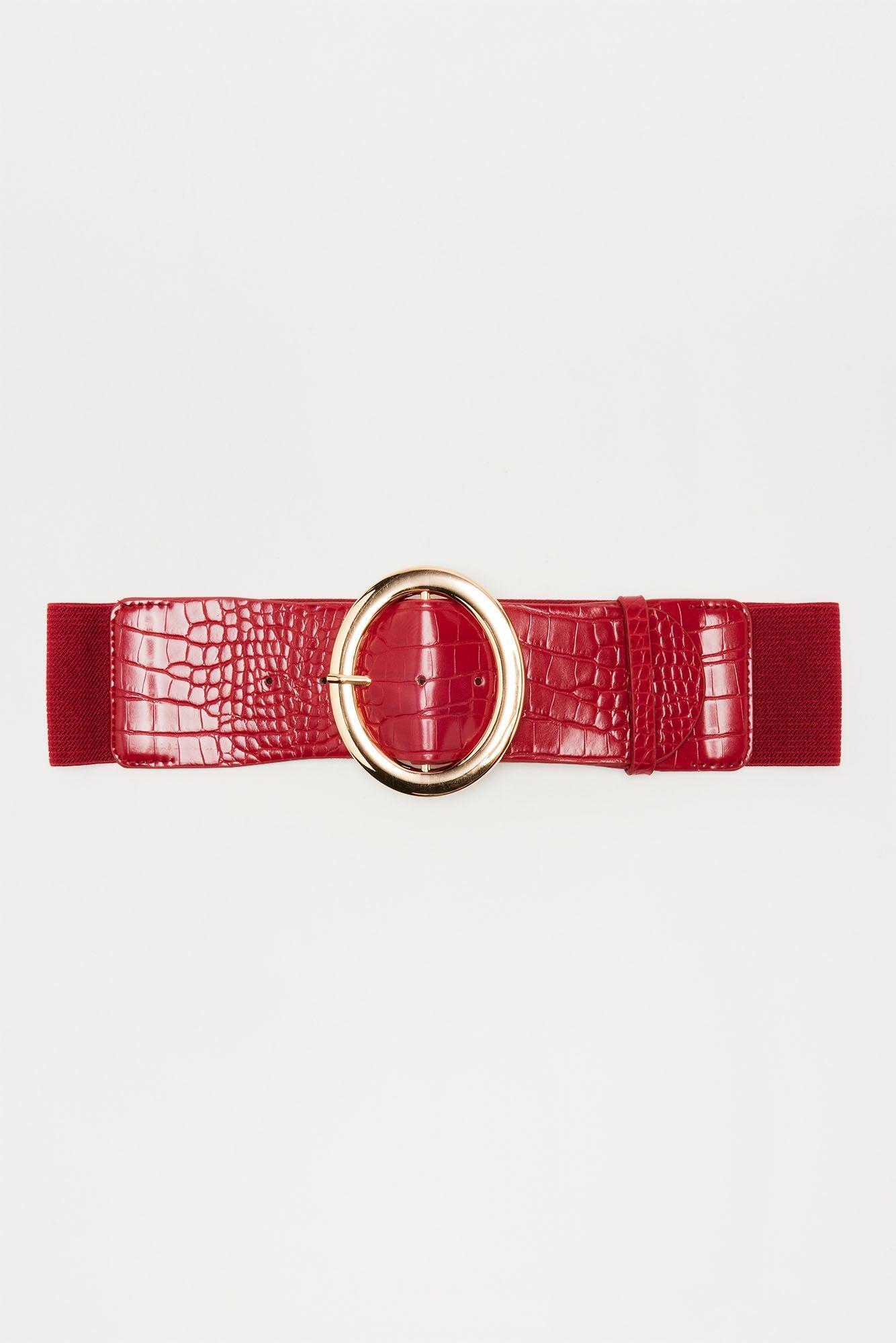 Croc Stretch Belt - Burgundy Product Image