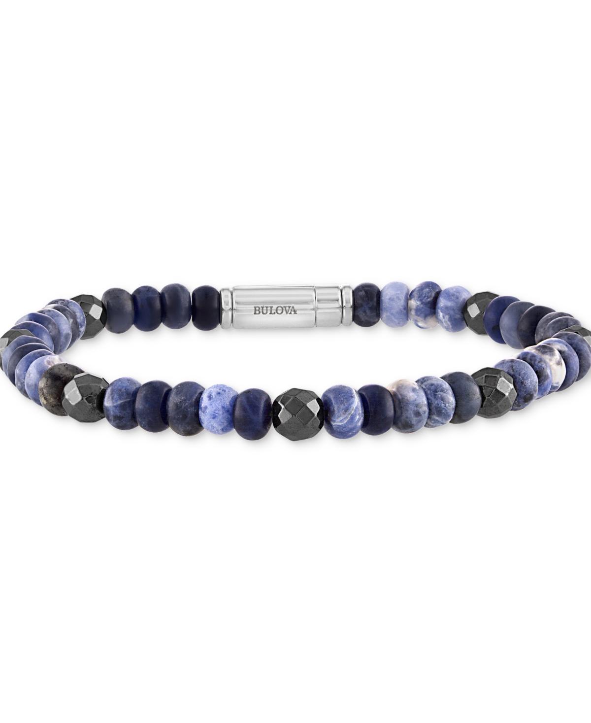 Bulova Mens Marine Star Beaded Bracelet in Sterling Silver Product Image