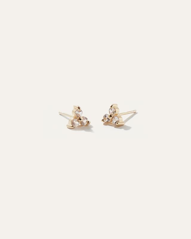 Womens White Sapphire Triad Studs in Gold Vermeil by Quince Product Image