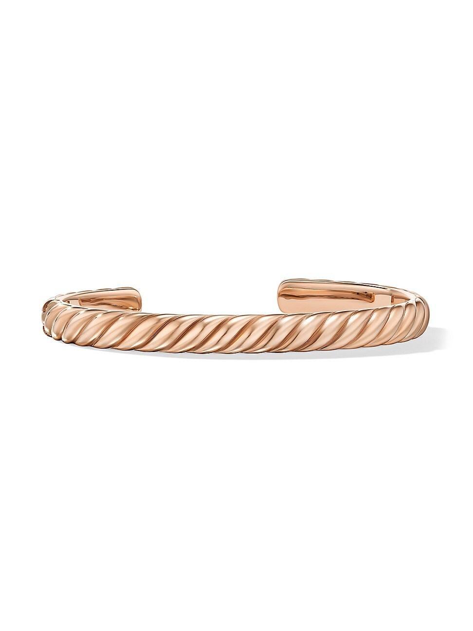 Mens Sculpted Cable Cuff Bracelet in 18K Rose Gold, 7MM Product Image