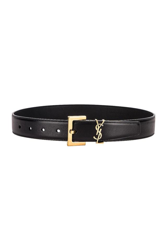 Saint Laurent Monogramme Belt Black. Size 95 (also in 65, 70, 75, 80, 85, 90). Product Image