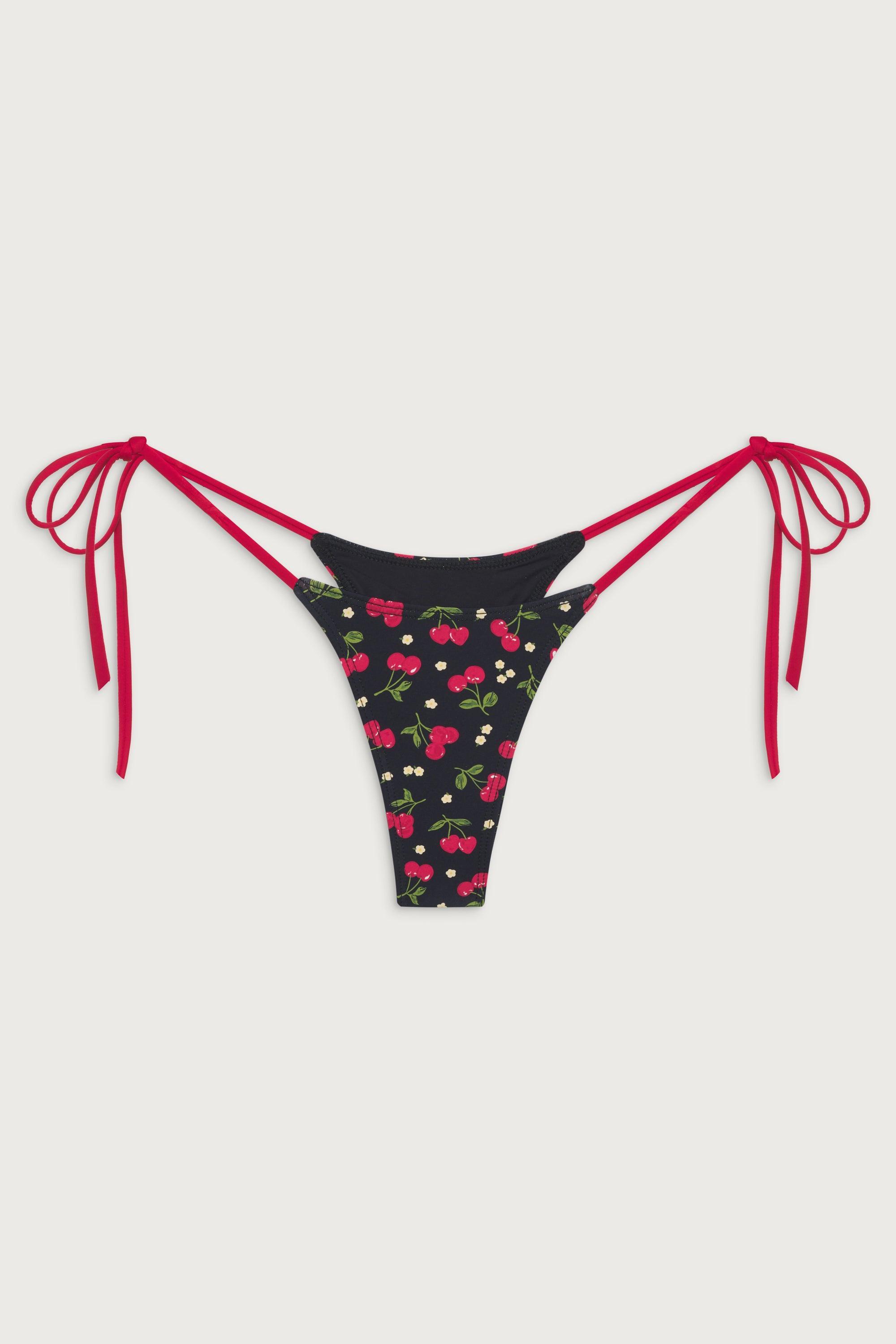 Divine Tie Side Skimpy Bikini Bottom - Cherry Hearts Product Image