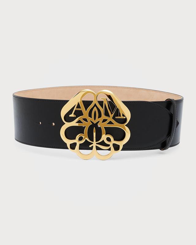 Womens Oversized-Seal Logo Leather Waist Belt Product Image