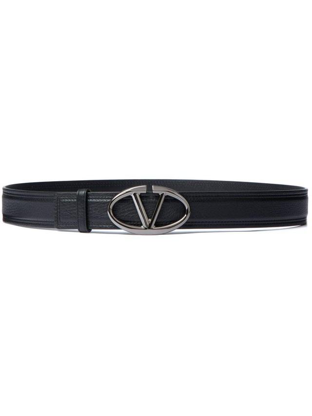 VALENTINO GARAVANI The Bold Edition Vlogo Grainy Calfskin Belt 35 Mm In Black Product Image