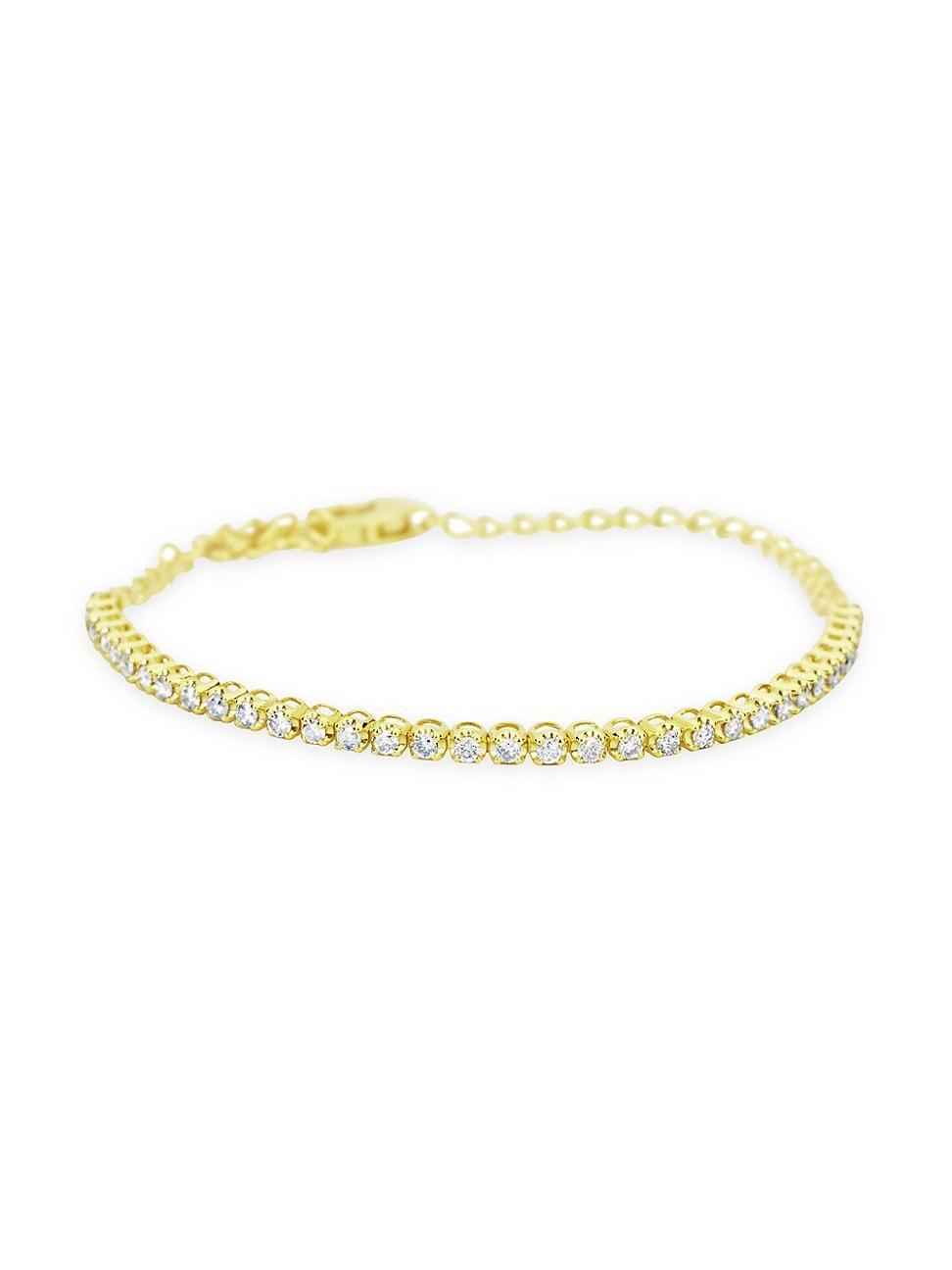 Womens 14K Yellow Gold & 0.7 TCW Diamond Tennis Bracelet Product Image