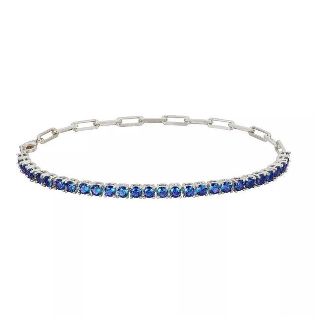 Sterling Silver Lab-Created Blue & White Sapphire Bracelet, Womens Product Image