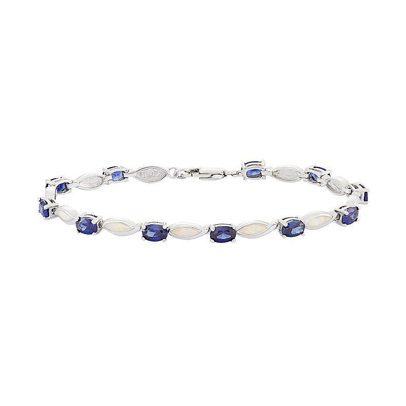 Lab-Created Opal & Cubic Zirconia Sterling Silver Bracelet, Womens Purple Product Image