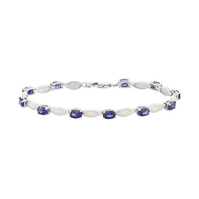 Lab-Created Opal & Cubic Zirconia Sterling Silver Bracelet, Womens Purple Product Image