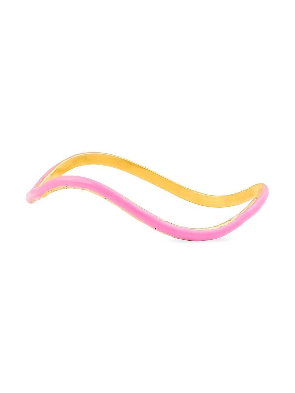 Womens Flow 22K Gold-Plated & Pink Enamel Bracelet Product Image