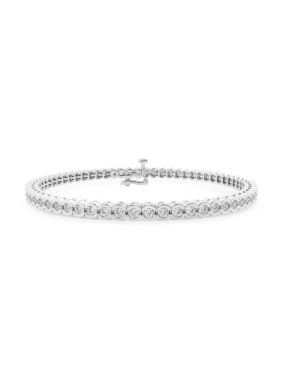 Womens 14K White Gold & Round Lab-Grown Diamond Bezel Tennis Bracelet/1.00-10.00 TCW Product Image