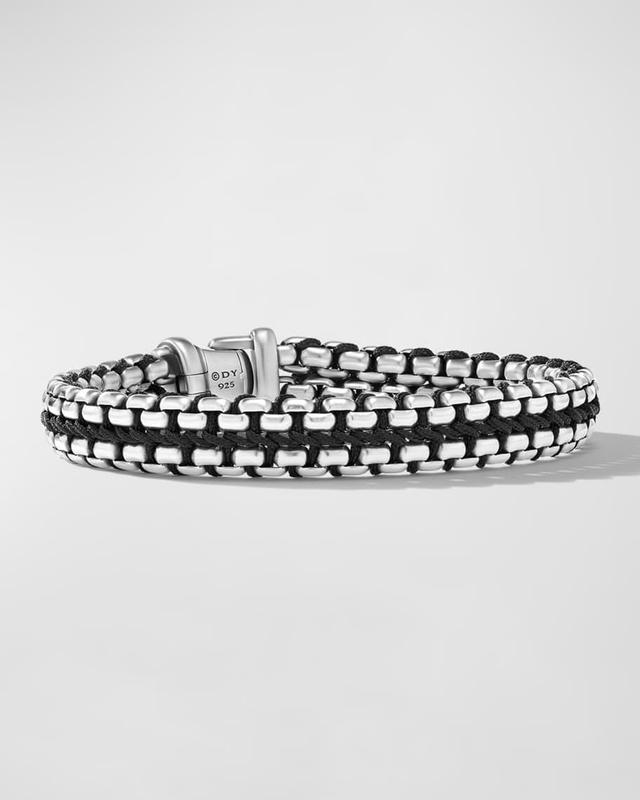 Men's Woven Box Chain Bracelet in Sterling Silver with Nylon, 10mm, 7.5"L Product Image