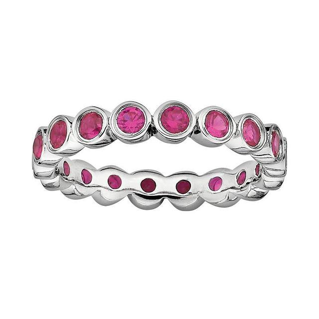 Stacks & Stones Sterling Silver Lab-Created Ruby Stack Ring, Womens Product Image