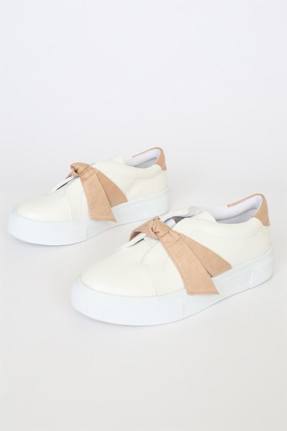 Calissa Light Nude Bow Flatform Sneakers Product Image