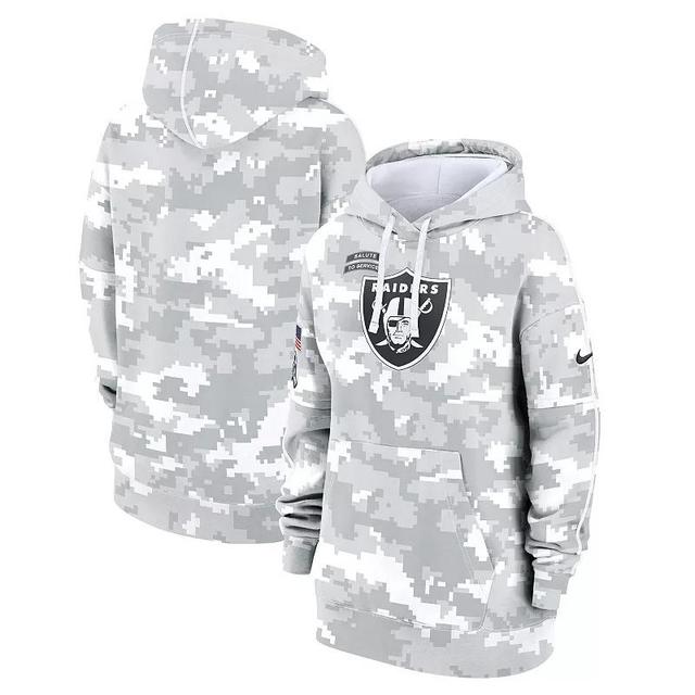 Womens Nike Arctic Camo Las Vegas Raiders 2024 Salute To Service Club Fleece Oversized Pullover Hoodie Product Image