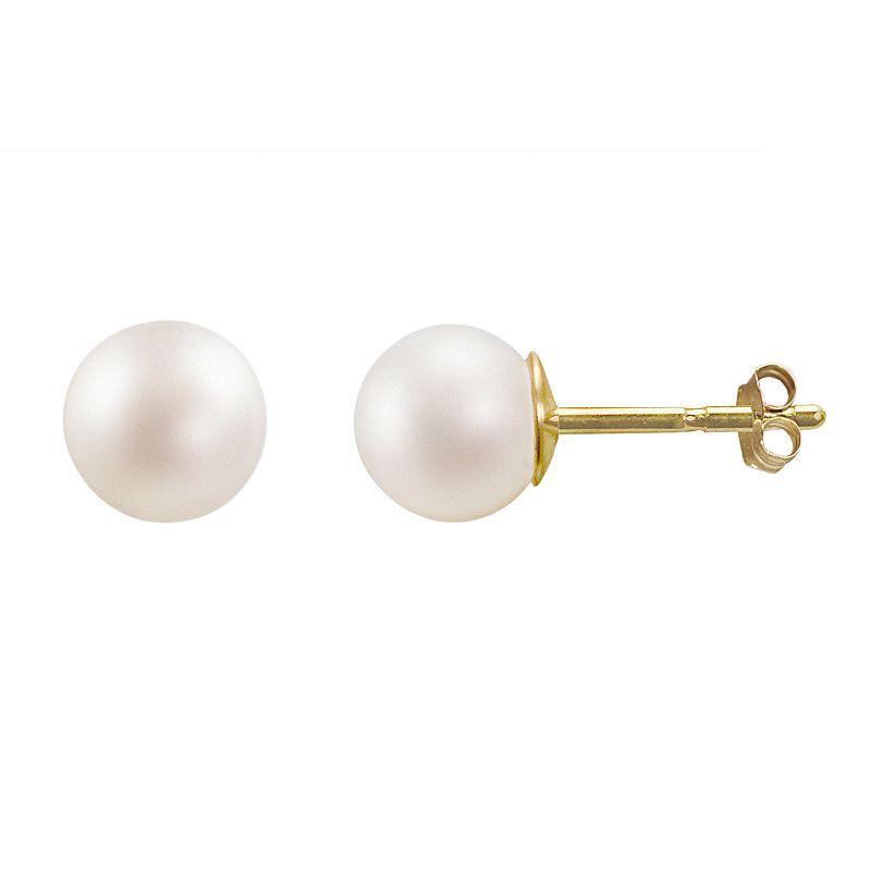 PearLustre by Imperial 10k Gold 8-mm Freshwater Cultured Pearl Stud Earrings, Womens, White Product Image