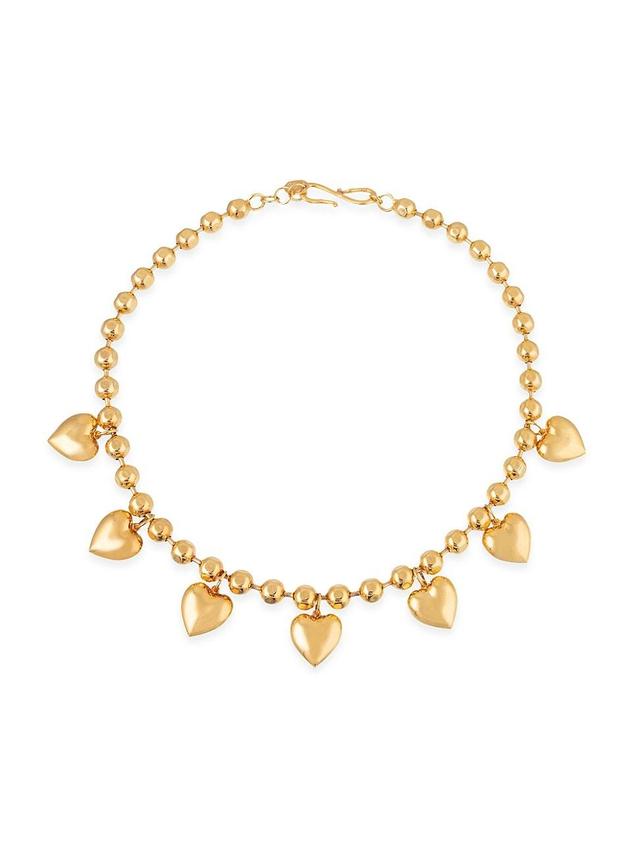 Womens 22K-Gold-Plated Heart Necklace Product Image