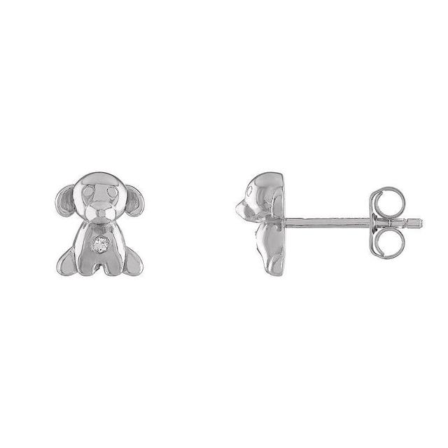 Junior Jewels Kids Sterling Silver Diamond Accent Puppy Stud Earrings, Womens Product Image