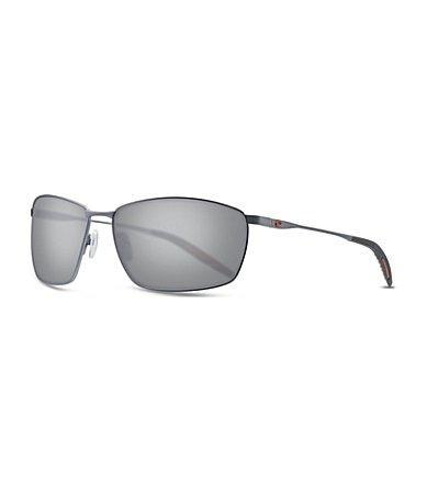 Costa Turret Polarized Rectangle Sunglasses - Matte Silver Grey Silver Mirror Product Image